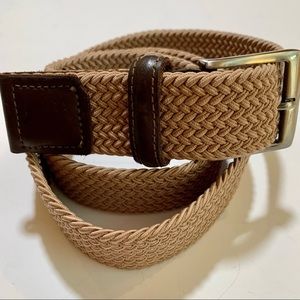 Men’s Tan Woven‎ Stretchy Belt Leather Detail 38-40